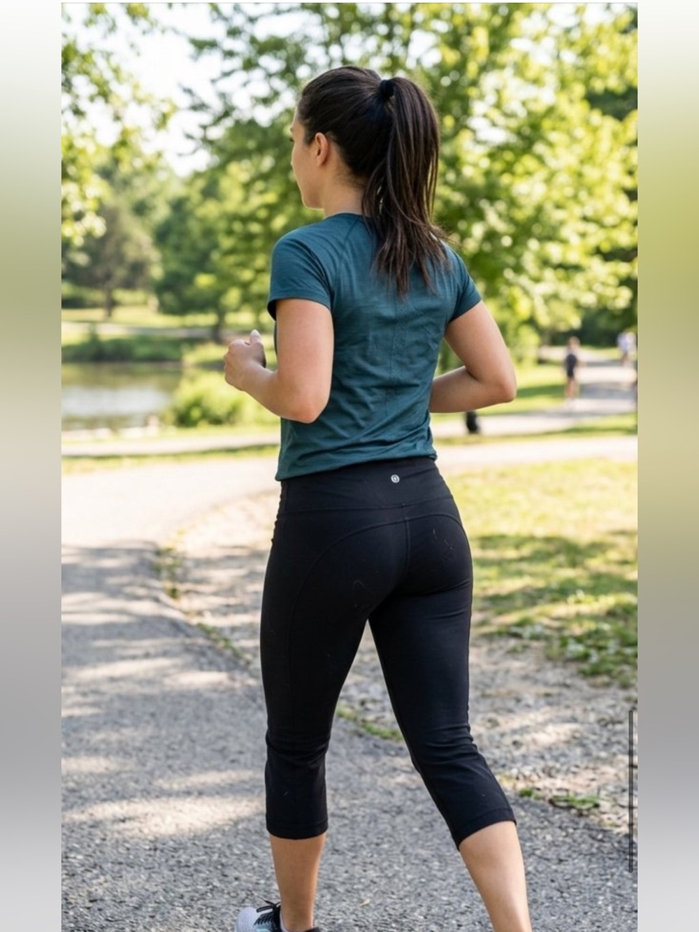 lululemon athletica Teal Top with Black Capri Leggings
